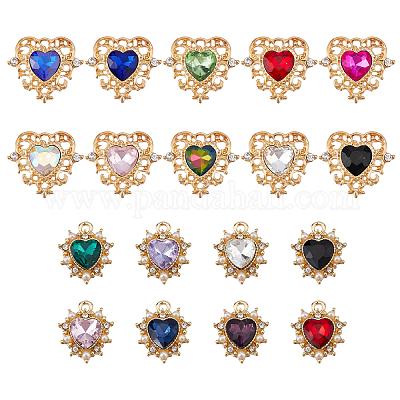 Shop AHANDMAKER 18 Pcs Rhinestone Heart Charms for Jewelry Making
