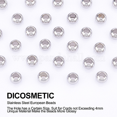 Wholesale DICOSMETIC 100pcs 8mm Stainless Steel European Beads