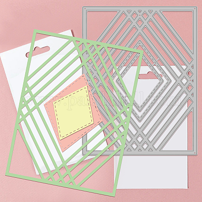 Rectangle Grid Frame Metal Die Cuts Dies, Rectangle Geometric Grid Frame  Cutting Dies Cut Stencils DIY Scrapbooking Cards Decorative Embossing Paper