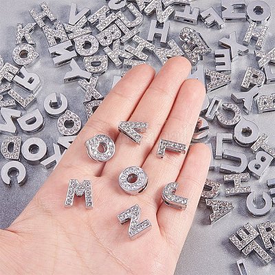 1 Full 26 Pcs Glitter Rhinestone Letter Charms, Shiny Gold Plated Alloy Alphabet  Letter Charms, A-Z Initial Letters 