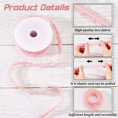 Wholesale FINGERINSPIRE 10 Yards/9.14m Double Ruffle Lace Trim Pink (20mm)  Wide Ruffle Stretch Elastic Edging Trim Pleated Fabric Lace Ribbon for DIY  Dress Headwear Decoration and Gift Wrapping 