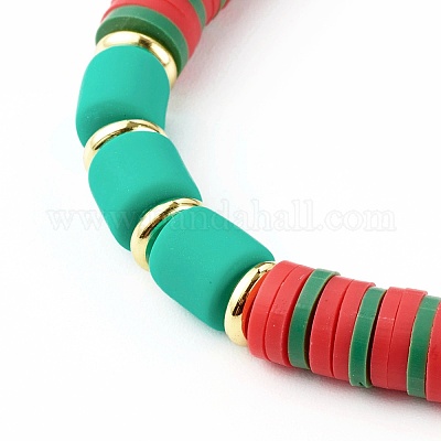 Adult Clay Bead Bracelet- Red and Green