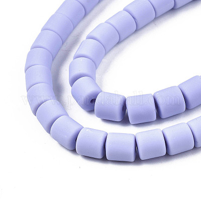 Handmade Polymer Clay Bead Strands, Column, Violet, 6.5x6mm, Hole: 1.2mm,  about 61pcs/strand, 15.75 inch(40cm)