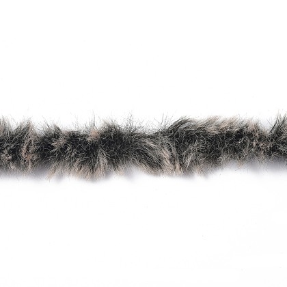 ポリエステルとナイロンの糸  模造ファーミンクウール  ソフトコート編み用  ブラック  20x0.5mm YCOR-H002-01-1