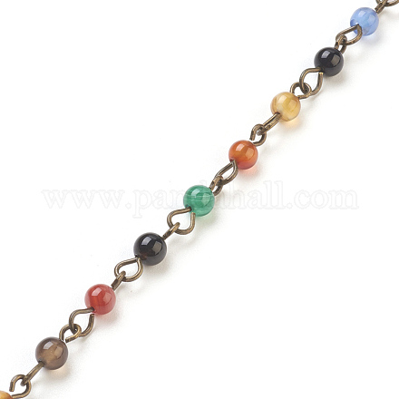 Chaînes de perles d'agate naturelle main AJEW-JB00448-01-1