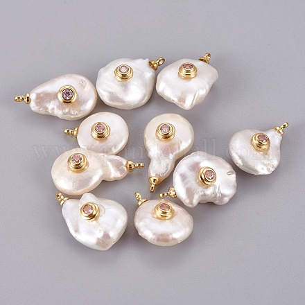 Colgantes naturales de perlas cultivadas de agua dulce PEAR-F008-31G-03-1