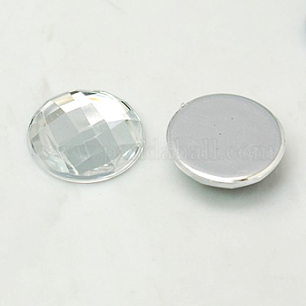 Imitación Taiwan acrílico Diamante de imitación espalda plana cabochons GACR-D002-18mm-01-1