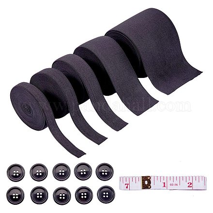 平らな弾性ゴムコード/バンド  ウェビング衣類縫製アクセサリー  ブラック  20x0.5mm  5メートル/セット EC-SZ0001-05-1