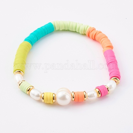 Heishi Perlenstretch-Armbänder aus Polymerton BJEW-JB06027-03-1