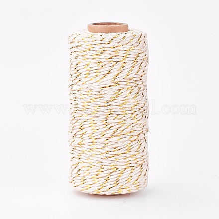 ジュエリー製作用綿糸スレッド  マクラメコード  2プライ  金ワイヤと  リネン  1~1.5mm  約109.36ヤード（100m）/ロール X-OCOR-WH0032-02A-1