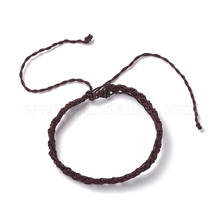 ナイロン糸編組コードブレスレット  女性のための幸運な調節可能なブレスレット  ココナッツブラウン  内径：2~4-3/4インチ（5.1~12.1cm） BJEW-JB07412-04-1