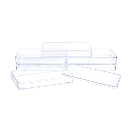 Superfindings 6 pack 18x12x2.6cm perles en plastique transparent conteneurs de stockage boîtes avec couvercles rectangle en plastique organisateur étuis de rangement pour perles bijoux fournitures de bureau fournitures d'artisanat CON-WH0074-91D-1