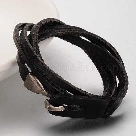 Style Casual bracelets rétro unisexe en cuir BJEW-F087-04-1
