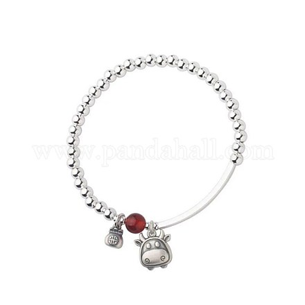925 Sterling Silver Cow Charm Bracelets for Women BJEW-BB59931-1