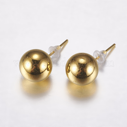 CCB Plastic Stud Earrings EJEW-F129-10mm-G-1