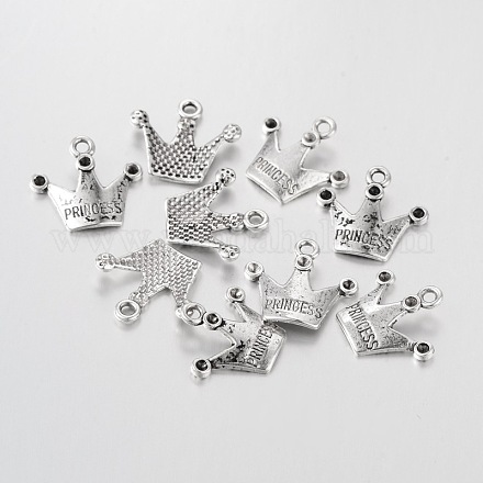 Antique Silver Plated Tibetan Style Crown With Princess Pendant Rhinestone Settings X-A0368Y-1