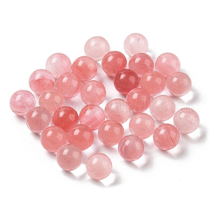 Perles de sphère de verre de quartz cerise G-P520-17-1