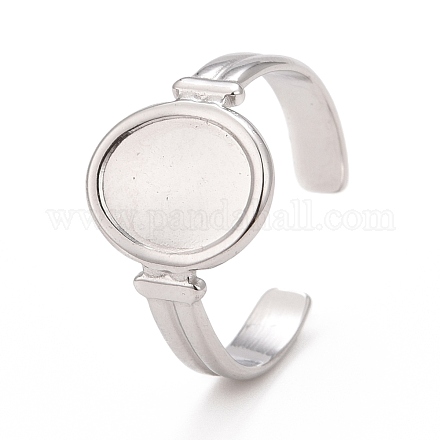 304 овальное кольцо из нержавеющей стали в форме часов с открытой манжетой для женщин RJEW-C025-04P-1