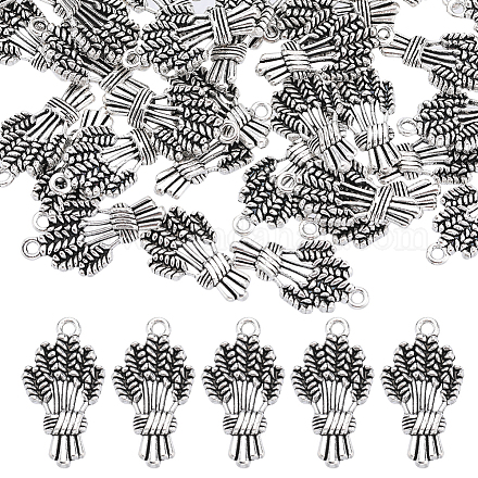 SUNNYCLUE 1 Box 50Pcs Thanksgiving Charms Wheat Charm Fall Harvest Autumn Charms Bulk Tibetan Style Antique Silver Wheat Spike Flower Wheat Ears Charm for Jewelry Making Charms DIY Craft Supplies FIND-SC0006-37-1