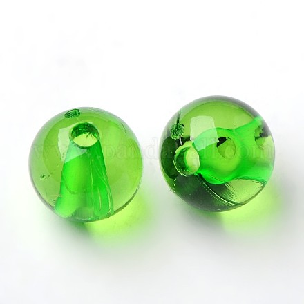 Cuentas redondas acrílicas transparentes de color verde mar X-PL572Y-8-1