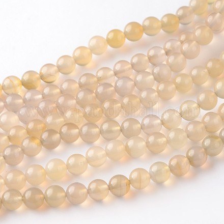 Natural Yellow Agate Round Bead Strands G-L347-20-1