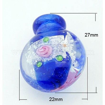 Handmade Silver Foil Glass Perfume Bottle Pendants X-FOIL-D133-2-1