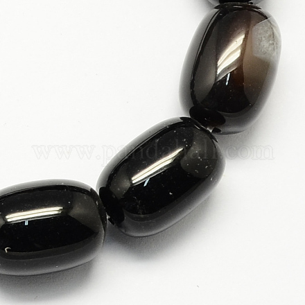 Бочкообразная драгоценный камень окрашенный натуральный черный агат бисер пряди каменные G-S114-07-1
