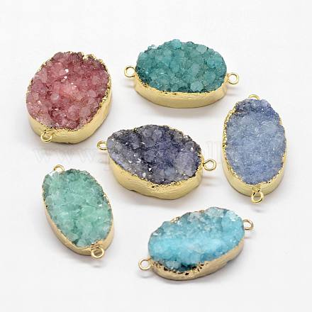 Electroplated Natural & Dyed Druzy Agate Links connectors G-N0168-018-1