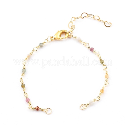 Fabrication de bracelets de chaînes de perles faites à la main en tourmaline naturelle AJEW-JB00907-02-1