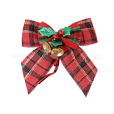 Fiocco in lino con motivo scozzese e decorazione pendente a campana XMAS-PW0001-062A-02-1
