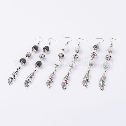 Natural Gemstone Dangle Earrings EJEW-JE02597-1