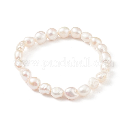 Bracelet extensible en perles de keshi baroque naturel pour femme BJEW-JB08910-1