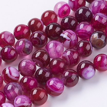 Chapelets de perles en agate à rayures naturelles/agates à bandes G-G582-10mm-09-1