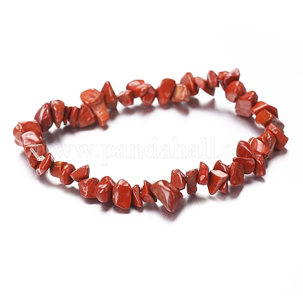 Женский эластичный браслет из натуральной красной яшмы с бисером PW-WG72437-08-1