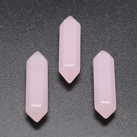Faceted Bullet Imitation Jade Glass Point Beads for Wire Wrapped Pendants Making GLAA-K001-35mm-01-1
