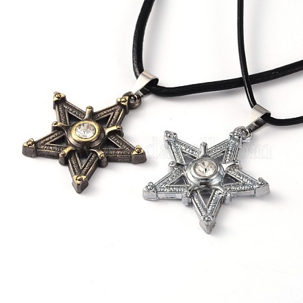 Star Couples Leather Pendant Necklaces for Valentin's Day NJEW-P127-018-1