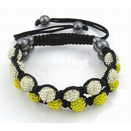 Cuerda de nylon de diamantes de la moda con hematita y espumosos bolas de plastilina de rhinestone de Oriente Medio BJEW-N138-54-1