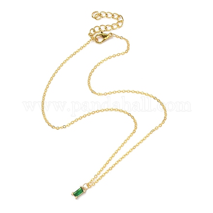 Collier pendentif rectangle en verre avec chaînes de câbles en laiton doré NJEW-FZ00012-1