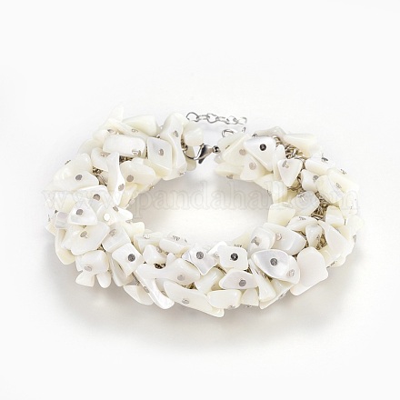 Bracelets en perles de coquillage naturel BJEW-JB04118-1