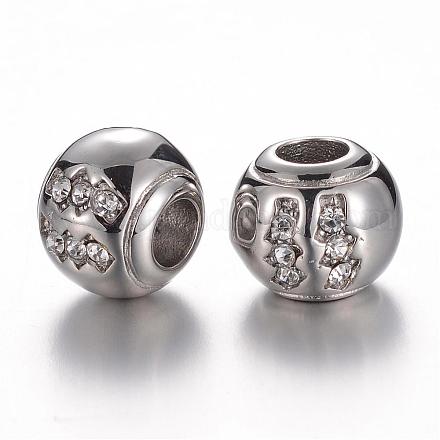 Perlas europeas de rhinestone de 304 acero inoxidable CPDL-D030-02C-1