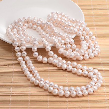 Natürlichen Perlen Halskette NJEW-P126-B-08-01-1