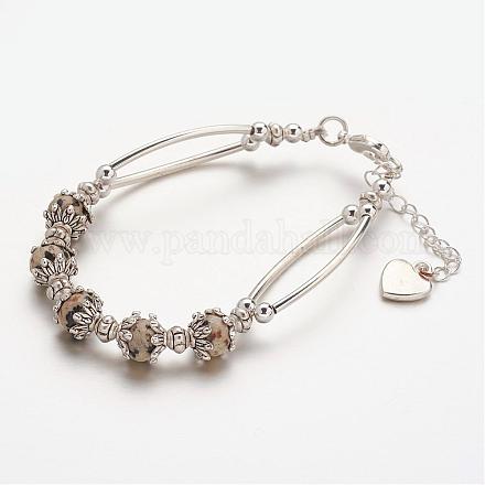 Dalmatien naturel bracelets jaspe BJEW-JB02654-01-1