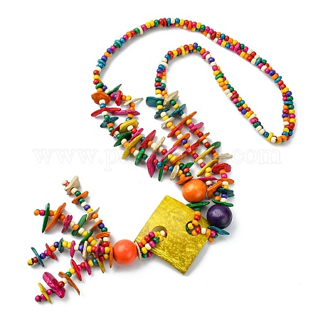 Разноцветные ожерелья с нагрудником из натурального кокоса NJEW-A007-03A-1