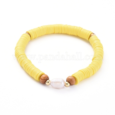 Handgefertigte Heishi Perlen Stretch Armbänder aus Fimo BJEW-JB05095-01-1