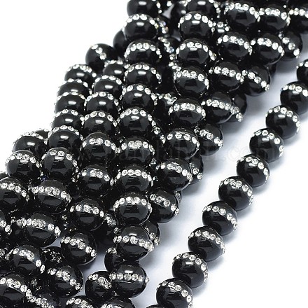 Brins de perles d'onyx noir naturel G-F604-08A-12mm-1