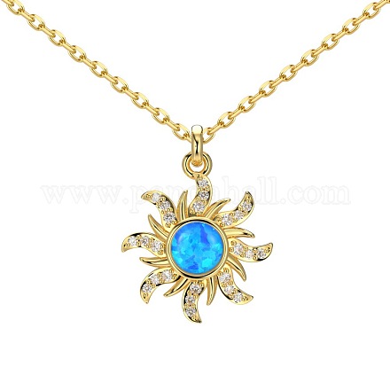 Ожерелья с подвеской из стерлингового серебра Sun 925 NJEW-P292-02G-1