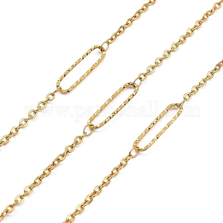 Ion Plating(IP) Handmade 304 Stainless Steel Oval Link Chains CHS-G025-03G-1