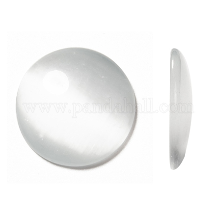 キャッツアイガラスカボション  半円/ドーム  ホワイト  直径約25mm  厚さ5mm X-CE074-25-1-1