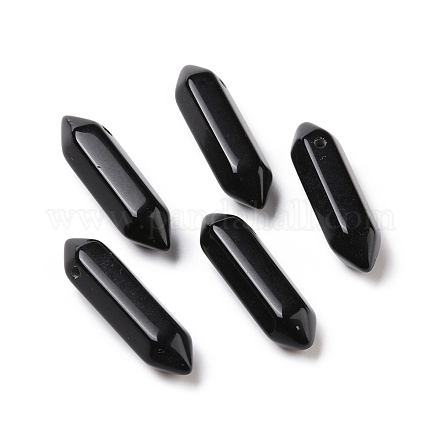 Natural Obsidian Double Terminal Pointed Pendants G-C007-02B-07-1