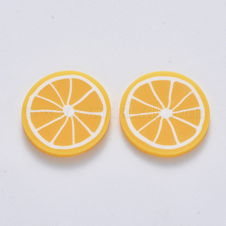 手作り樹脂クレイカボション  レモン  オレンジ  19~20.5x2~2.5mm CLAY-R084-08A-1
